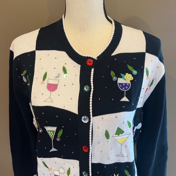 Terrazzo Women's Embellished Cocktail Cardigan, Beads sequins, Size Medium - Picture 2 of 12